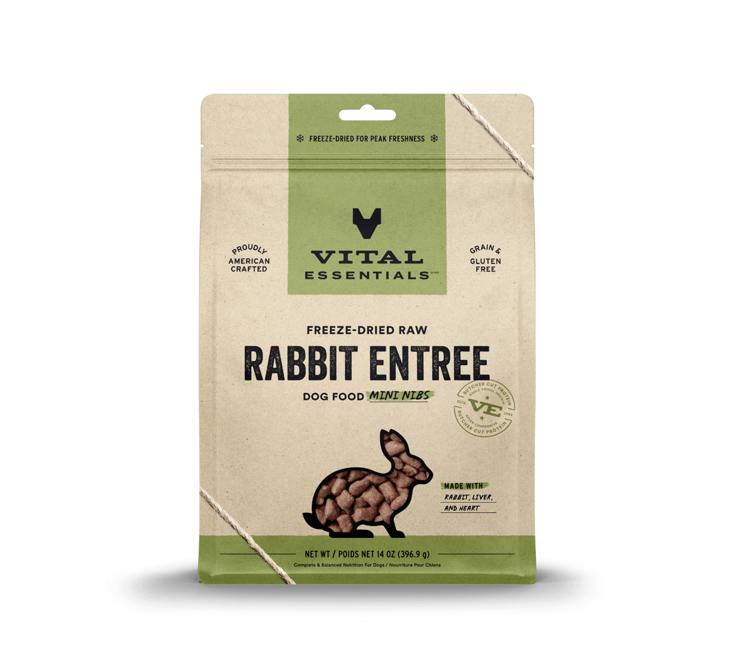 Vital Essentials Raw Rabbit FD Dog Food Mini Nibs 14 oz