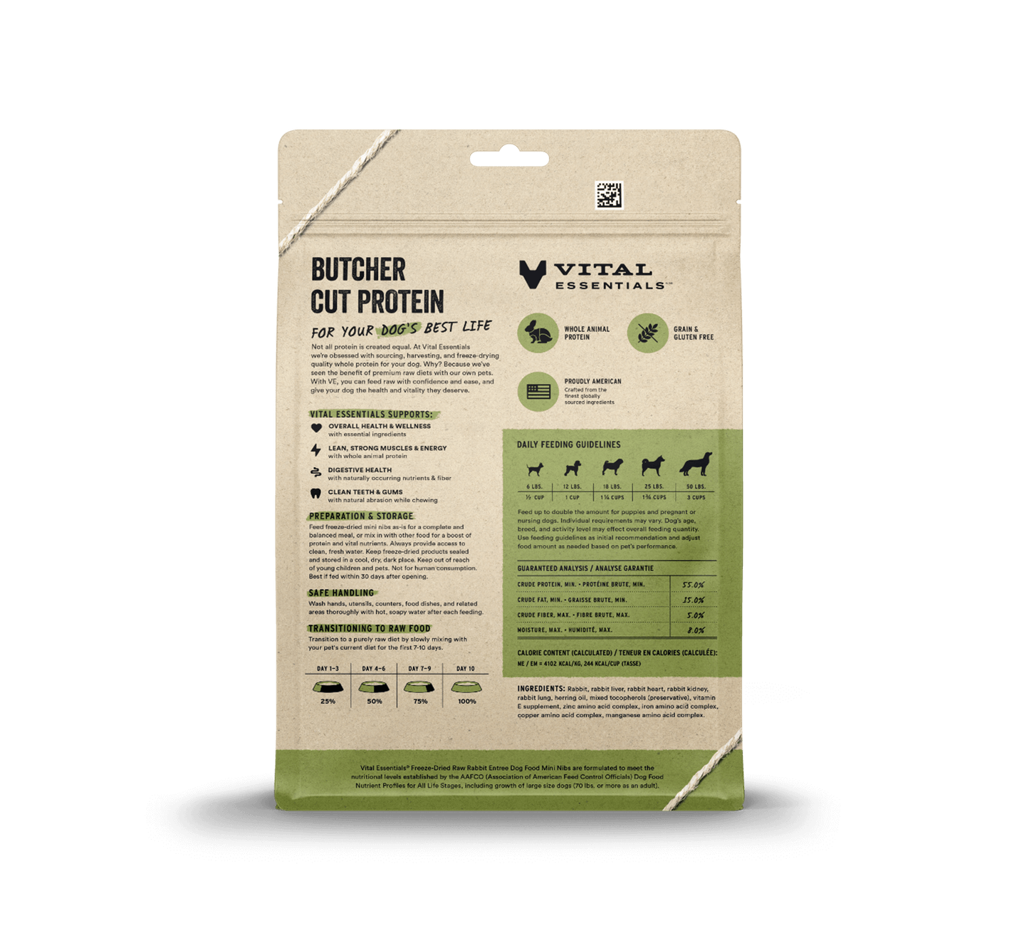 Vital Essentials Raw Rabbit FD Dog Food Mini Nibs 14 oz
